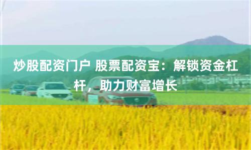 炒股配资门户 股票配资宝：解锁资金杠杆，助力财富增长