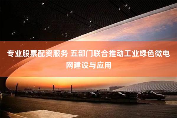 专业股票配资服务 五部门联合推动工业绿色微电网建设与应用